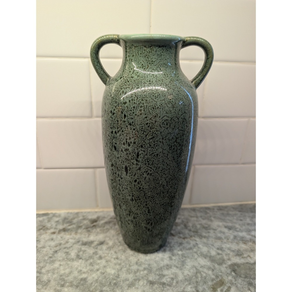 Bluish/Green With Black Accent 10in Vase With Handles